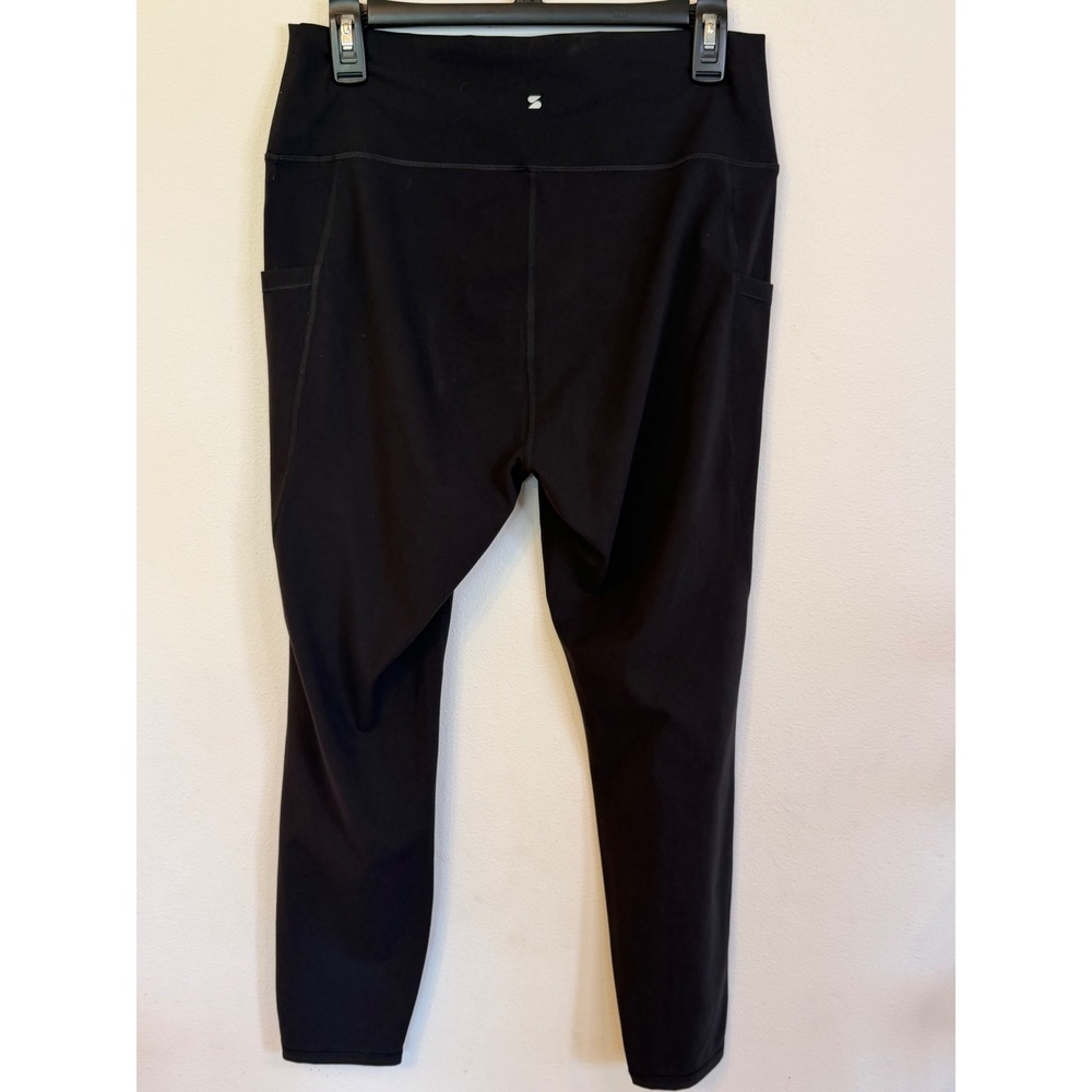 Stelle Womens High Waisted Yoga Leggings Black Side Pockets Size XL Activewear - Picture 2 of 3